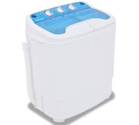 vidaXL Mini Lavatrice a Vaschetta Doppia 5,6 kg con Timer Tubo di Scarico Leggera Portatile Salvaspazio Campeggio Camper in Plastica Blu e Bianco