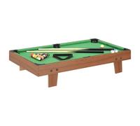 vidaXL Mini Tavolo da Biliardo Portatile Robusto Stecche Gessetti Palle Triangolo Gioco da Tavolo 3 Piedi 92x52x19 cm Marrone Verde in MDF