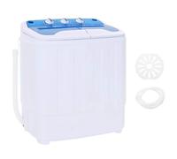 vidaXL Mini Lavatrice a Vaschetta Doppia 5,6 kg con Timer Tubo di Scarico Leggera Portatile Salvaspazio Campeggio Camper in Plastica Blu e Bianco