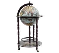 vidaXL Minibar a Forma di Globo con Supporto in Legno di Eucalipto Blu