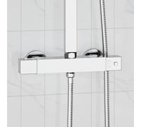 vidaXL Miscelatore doccia termostatico Acciaio Inossidabile 201, Bagno moderno con controllo della temperatura, portabicchieri e funzioni smart, per un'esperienza confortevole e alla moda nel design.