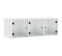 vidaXL Mobile a muro con ante in vetro Bianco 102x37x35 cm