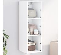 vidaXL Mobile a Muro con Ante in Vetro Bianco 35x37x100 cm