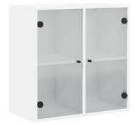 vidaXL Mobile a Muro con Ante in Vetro Bianco 68x37x68,5 cm