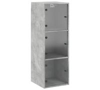 vidaXL Mobile a Muro con Ante in Vetro Grigio Cemento 35x37x100 cm