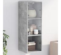 vidaXL Mobile a Muro con Ante in Vetro Grigio Cemento 35x37x100 cm