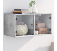 vidaXL Mobile a Muro con Ante in Vetro Grigio Cemento 68,5x37x35 cm