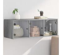 vidaXL Mobile a Muro con Ante in Vetro Grigio Sonoma 102x37x35 cm