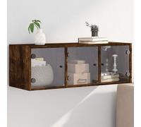 vidaXL Mobile a Muro con Ante in Vetro Rovere Fumo 102x37x35 cm