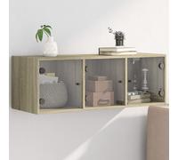 vidaXL Mobile a Muro con Ante in Vetro Rovere Sonoma 102x37x35 cm
