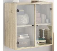 vidaXL Mobile a Muro con Ante in Vetro Rovere Sonoma 68x37x68,5 cm