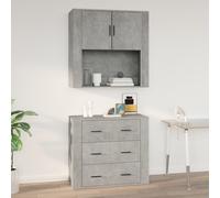 vidaXL Mobile a Parete Grigio Cemento 80x33x80 cm in Legno Multistrato