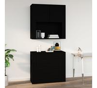 vidaXL Mobile a Parete Nero 80x33x80 cm in Legno Multistrato