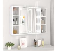 vidaXL Mobile a Specchio con LED Bianco 76x15x55 cm