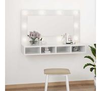 vidaXL Mobile a Specchio con LED Bianco Lucido 90x31,5x62 cm