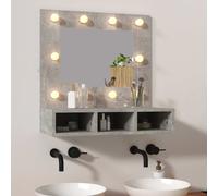 vidaXL Mobile a Specchio con LED Grigio Cemento 60x31,5x62 cm