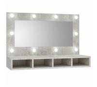 vidaXL Mobile a Specchio con LED Grigio Cemento 90x31,5x62 cm