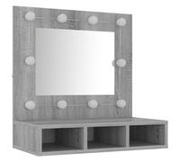 vidaXL Mobile a Specchio con LED Grigio Sonoma 60x31,5x62 cm
