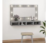vidaXL Mobile a Specchio con LED Grigio Sonoma 90x31,5x62 cm