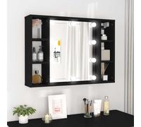 vidaXL Mobile a Specchio con LED Nero 76x15x55 cm