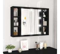 vidaXL Mobile a Specchio con LED Nero 76x15x55 cm