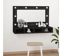 vidaXL Mobile a Specchio con LED Nero 90x31,5x62 cm