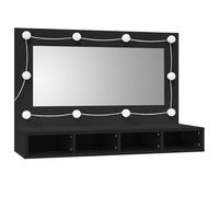 vidaXL Mobile a Specchio con LED Nero 90x31,5x62 cm