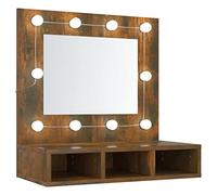 vidaXL Mobile a Specchio con LED Rovere Fumo 60x31,5x62 cm