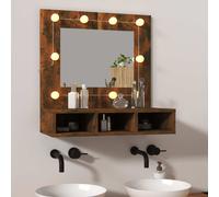 vidaXL Mobile a Specchio con LED Rovere Fumo 60x31,5x62 cm