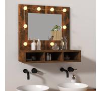 vidaXL Mobile a Specchio con LED Rovere Fumo 60x31,5x62 cm