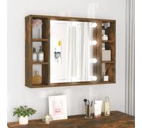 vidaXL Mobile a Specchio con LED Rovere Fumo 76x15x55 cm