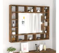 vidaXL Mobile a Specchio con LED Rovere Fumo 91x15x76,5 cm