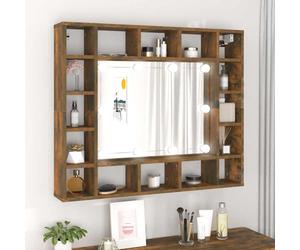 vidaXL Mobile a Specchio con LED Rovere Fumo 91x15x76,5 cm