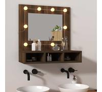 vidaXL Mobile a Specchio con LED Rovere Marrone 60x31,5x62 cm