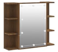 vidaXL Mobile a Specchio con LED Rovere Marrone 70x16,5x60 cm