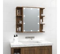 vidaXL Mobile a Specchio con LED Rovere Marrone 70x16,5x60 cm