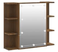 vidaXL Mobile a specchio con LED Rovere marrone 70x16,5x60 cm