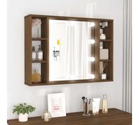 vidaXL Mobile a Specchio con LED Rovere Marrone 76x15x55 cm