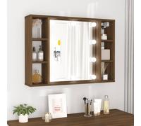 vidaXL Mobile a Specchio con LED Rovere Marrone 76x15x55 cm
