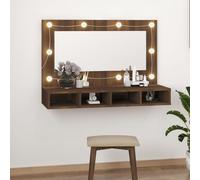 vidaXL Mobile a Specchio con LED Rovere Marrone 90x31,5x62 cm