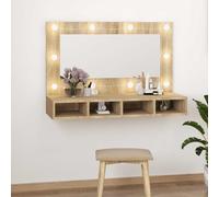 vidaXL Mobile a Specchio con LED Rovere Sonoma 90x31,5x62 cm