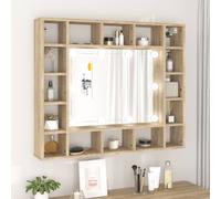 vidaXL Mobile a Specchio con LED Rovere Sonoma 91x15x76,5 cm