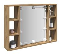 vidaXL Mobile a Specchio LED Rovere Artigianale 76x15x55cm Multistrato