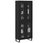vidaXL Mobile alto 2 pezzi nero rovere ingegneria legno e vetro moderno rettangolare alto elegante soluzione di archiviazione per soggiorno, mobile versatile, mobili alla moda per il