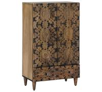 vidaXL Armadietto alto con cassetto marrone, 60 x 33,5 x 100 cm, in legno di mango massiccio, per soggiorno, mobile moderno, consolle quadrato, elegante cassettiera, mobili eleganti e pratici ripiani