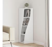 vidaXL Mobile angolare 32x32x102cm Legno ingegnerizzato Bianco Lucido