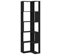 vidaXL Libreria ad angolo/mobile alto - legno di rovere nero - 50x50x178cm-10 ripiani per soggiorno/ufficio
