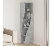 vidaXL Mobile angolare Grigio cemento 32x32x140cm Legno multistrato