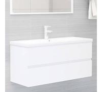 vidaXL Mobile Bagno con Lavabo Integrato Bianco in Legno Multistrato