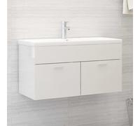 vidaXL Mobile Bagno con Lavabo Integrato Bianco Lucido in Truciolato